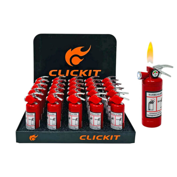 Click iT Fire Extinguisher Torch Lighter With LED 25CT Display