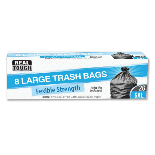 Trash Bag Real Tough Fexible Strength 26 Gal 8CT